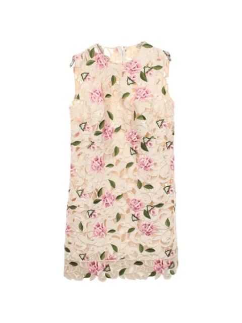 Dolce & Gabbana Pre-Owned 2000s floral-embroidered mini dress Neutrals 1094491