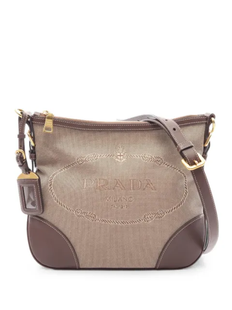 Prada Pre-Owned 2010s logo jacquard shoulder bag Neutrals 1094931