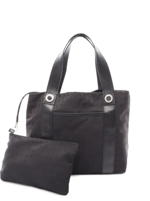 Bvlgari Pre-Owned 2000s Logomania leather-trim tote bag Black 1093601