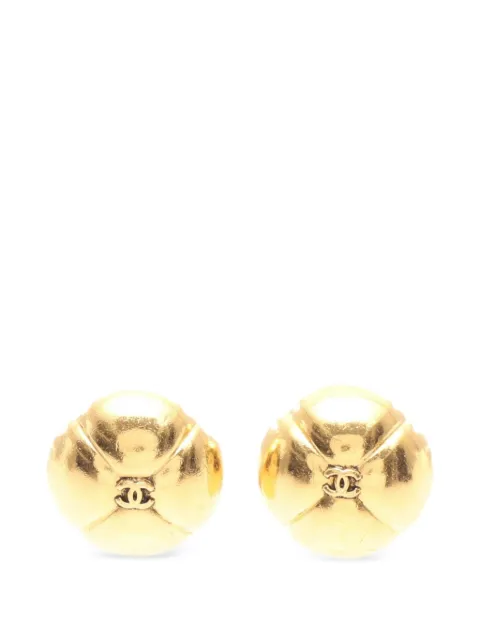 CHANEL Pre-Owned 1986-1988 Clover CC logo earrings Gold 1085723