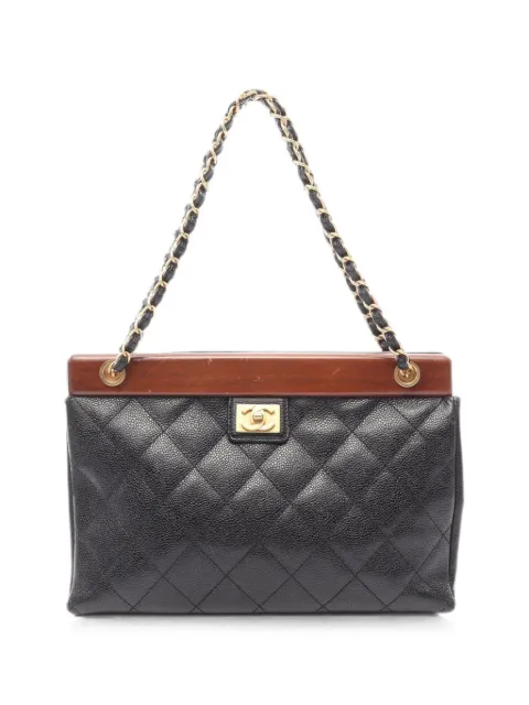 CHANEL Pre-Owned 2003-2004 Matelassé wood tote bag Black 10967408083145