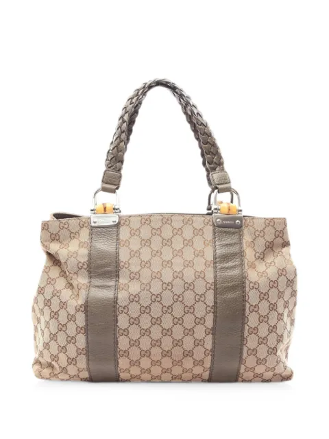 Gucci Pre-Owned 2000s Bamboo GG canvas tote bag Neutrals 1095473
