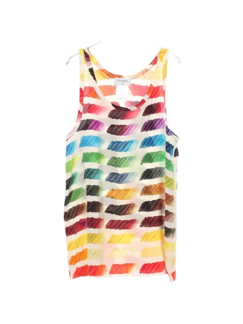 CHANEL Pre-Owned 1986-1988 printed tank top White 1090072