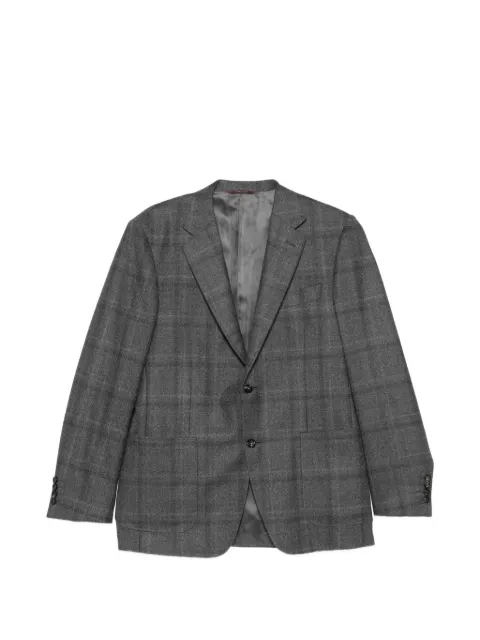 Canali check-pattern single-breasted blazer Grey CF06203