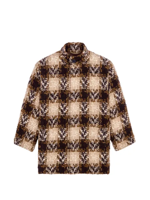 Saint Laurent short coat in check tweed Neutrals 871057Y3L77