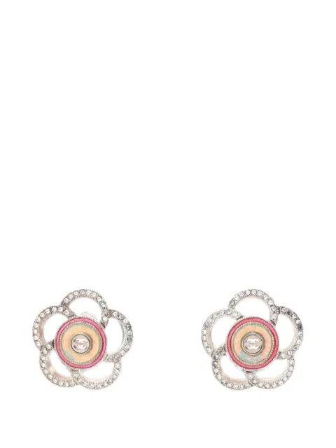 CHANEL Pre-Owned 2017 camellia-shape earrings Silver 108831817S