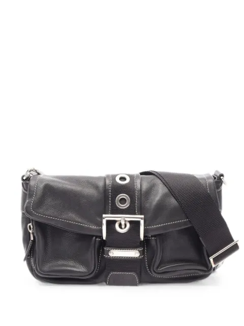 Prada Pre-Owned 2010s buckle-strap pocket shoulder bag Black 1095380