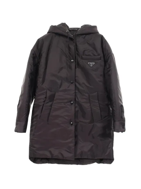 Prada Pre-Owned 2010s Re-Nylon hooded coat Black 1090481