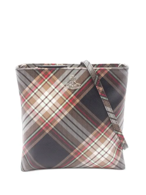 Vivienne Westwood Pre-Owned 2020s check Orb shoulder bag Brown 1095749