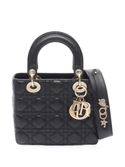 Christian Dior Pre-Owned 2010s small Lady Dior Cannage tote bag Black 1097138