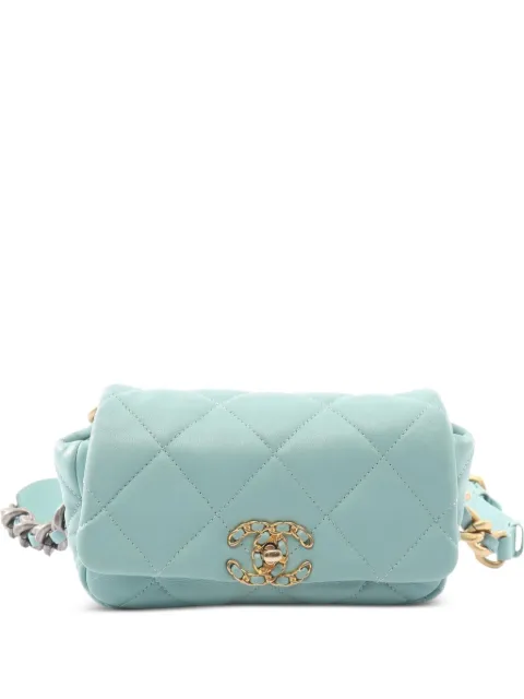 CHANEL Pre-Owned 2019 Chanel 19 quilted belt bag Blue 109633329454016