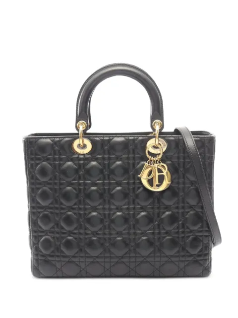 Christian Dior Pre-Owned 2010s large Lady Dior Canage tote bag Black 1096621