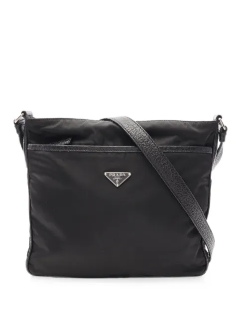 Prada Pre-Owned 2010s logo plate shoulder bag Black 1094962