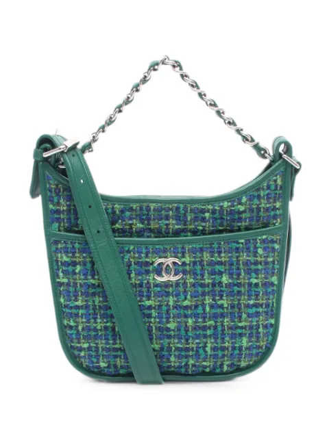 CHANEL Pre-Owned 2018 matelassé tweed tote bag Green 109611325848586