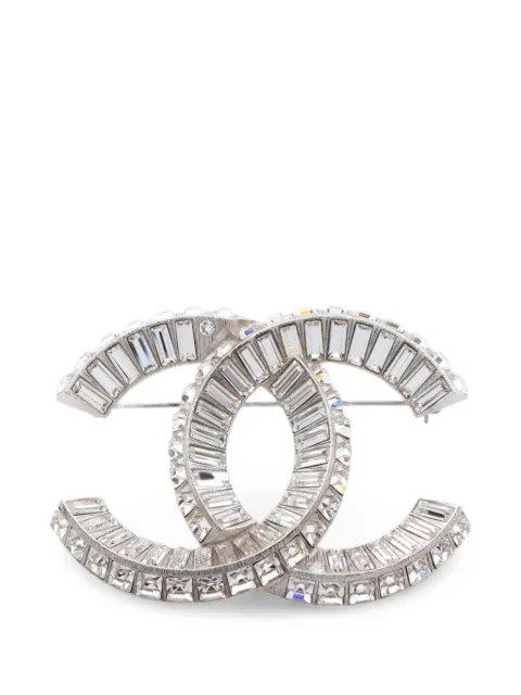 CHANEL Pre-Owned 2020 Coco Mark rhinestone brooch Silver 1085710F20V