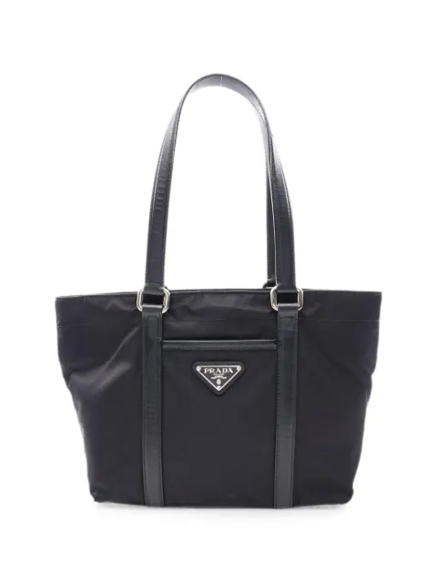 Prada Pre-Owned 2010s triangle-plate tote bag Black 1094393