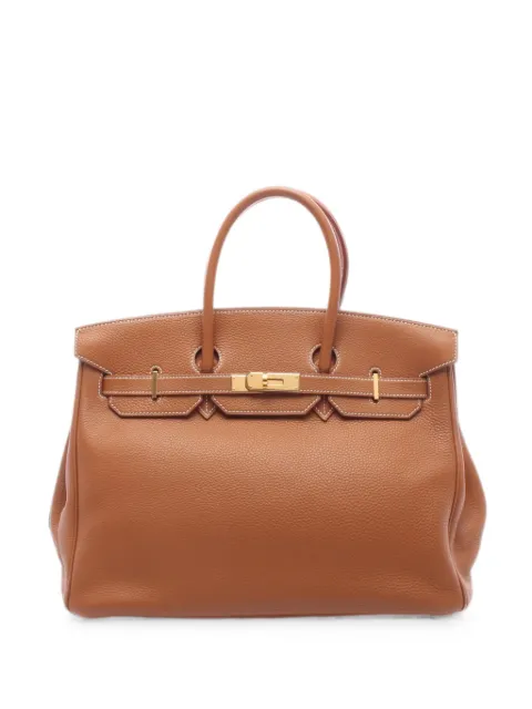 Hermès Pre-Owned 2002 35 Birkin clemence leather tote bag Brown 1096866FINSQUARE