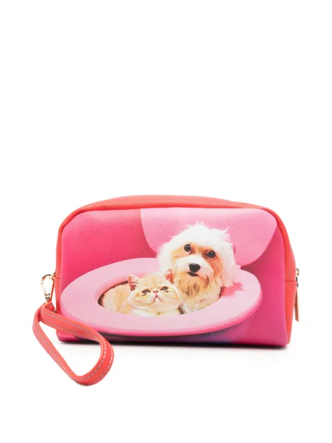 Seletti Toiletpaper cat-and-dog-print makeup bag Pink 02496