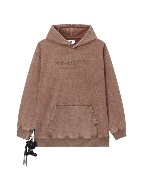 izzue acid-wash logo-embroidered hoodie Brown IZXSWM01072X