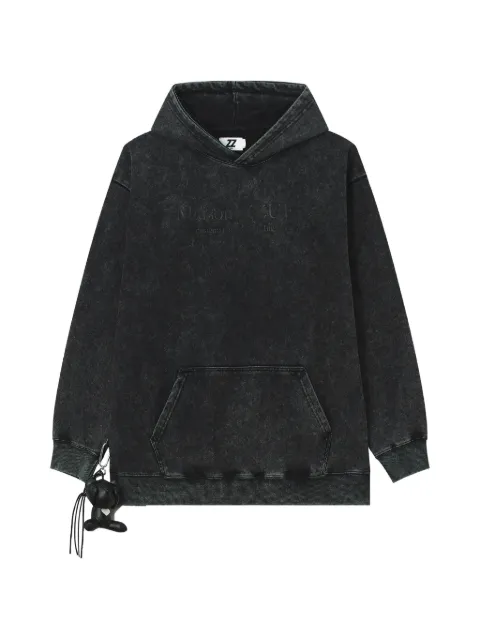 izzue acid-wash logo-embroidered hoodie Black IZXSWM01072X