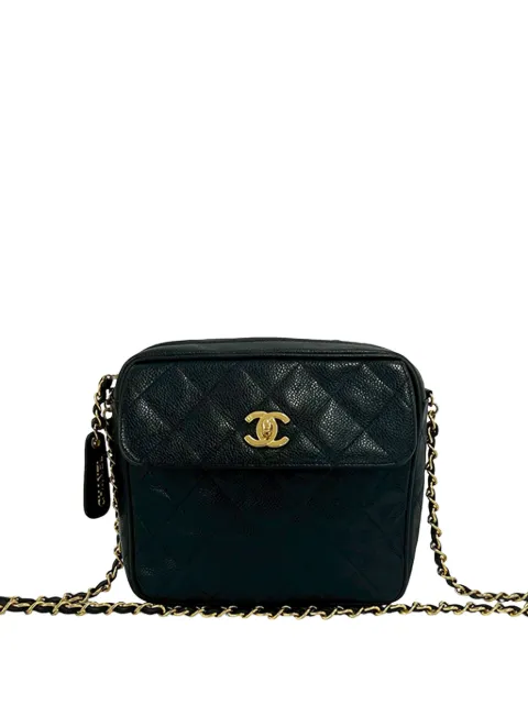 CHANEL Pre-Owned 1994-1996 CC Quilted Caviar Front Pocket Camera Bag crossbody bag Black JUHMA304FEZIE8ME