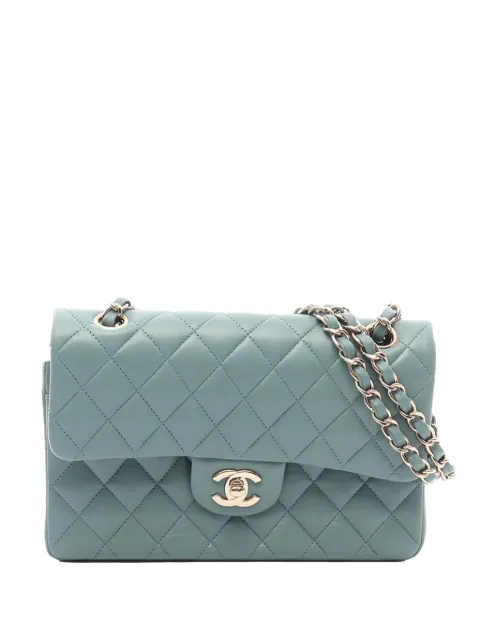 CHANEL Pre-Owned 2021-2026 Small Classic Lambskin Double Flap shoulder bag Green WXKEKSZWCM40C6S8