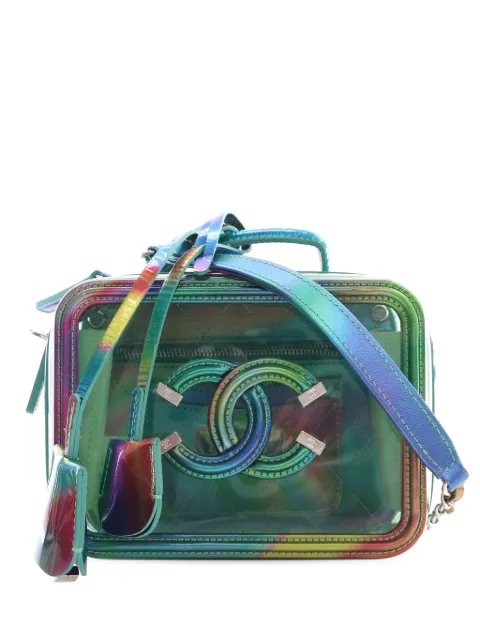 CHANEL Pre-Owned 2019 Small Rainbow PVC CC Filigree Vanity Case satchel Green 5TKB5Y817W7TXJC2