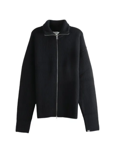 extreme cashmere ribbed-knit zip-up sweater Black 49517401TU02