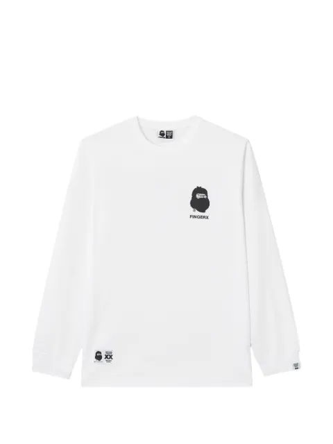 FINGERCROXX logo-print long-sleeve T-shirt White FFXLTM01458X