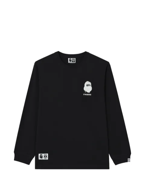 FINGERCROXX x A Bathing Ape logo-print long-sleeve T-shirt Black FFXLTM01458X