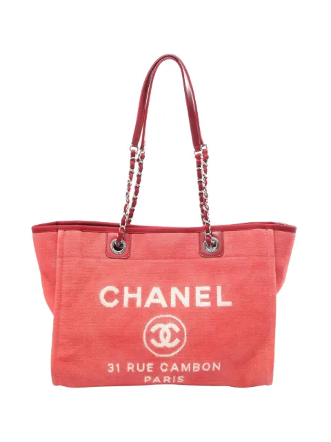 CHANEL Pre-Owned 2012 Small Canvas Deauville tote bag Red GSK56QXJ733M3QSG