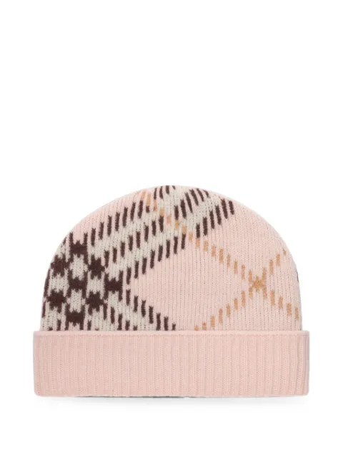 Burberry Check cashmere-blend beanie Pink 8132888