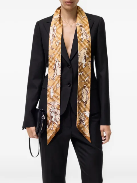 Burberry skinny Check Mates silk scarf Neutrals 8132053