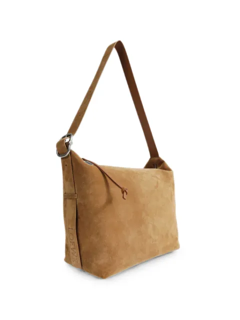 LOEWE large Loop shoulder bag in suede calfskin Brown BB22003X02