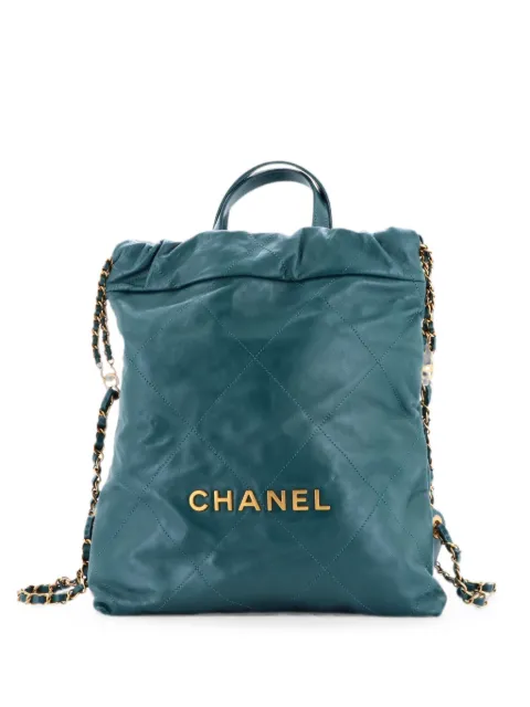 CHANEL Pre-Owned 22 Chain Quilted Calfskin Medium backpack Blue S00ZM2777M34K6VN
