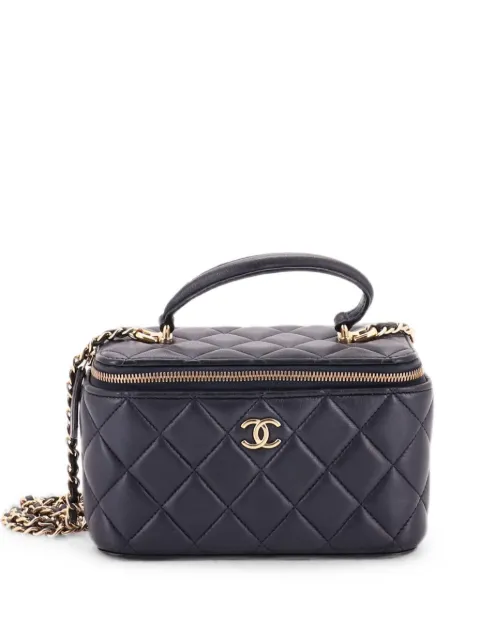 CHANEL Pre-Owned Classic Top Handle Vanity Case with Chain Quilted Lambskin Small crossbody bag Blue HA6UXK0IBWLRH6WH