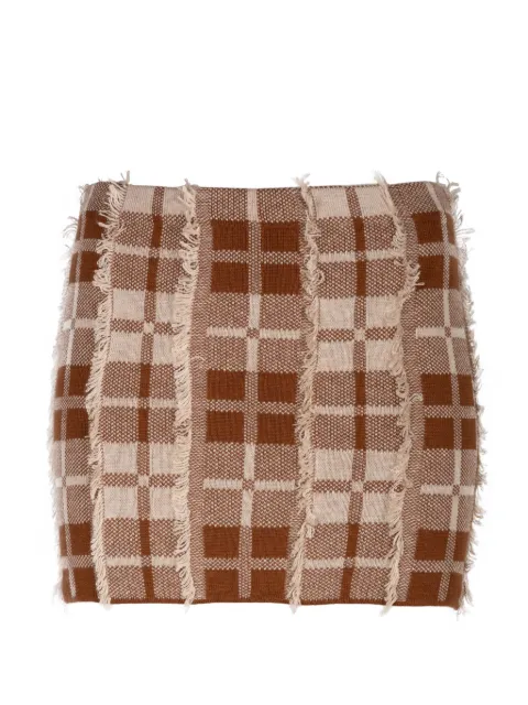 Guest In Residence fringe-trim plaid skirt Brown W45022AL