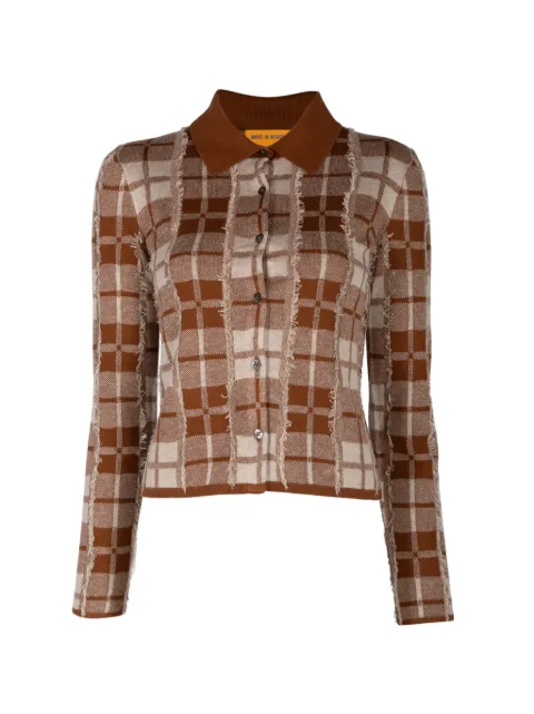 Guest In Residence Elle fringe-trimmed plaid shirt Brown W44922AL