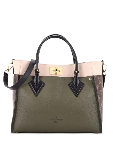 Louis Vuitton Pre-Owned On My Side Leather with Monogram Canvas MM tote bag Brown QYK016MV7IO9Y9Y4