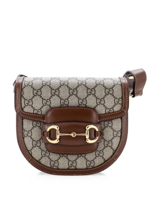 Gucci Pre-Owned Horsebit 1955 Rounded Shoulder Bag GG Coated Canvas and Leather Mini crossbody bag Brown F1VF45B43OTNHC0O
