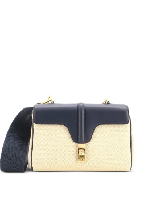 Celine Pre-Owned Soft 16 Bag Canvas and Leather Teen shoulder bag Blue 92CC5UHGOV4AIL1I