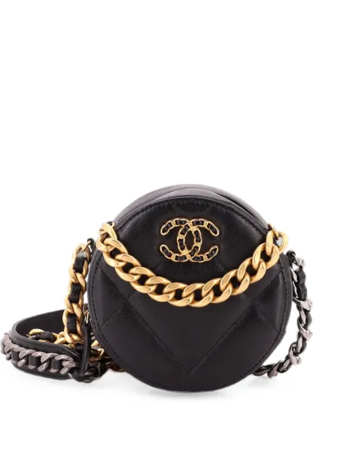 CHANEL Pre-Owned 19 Round with Chain Quilted Leather clutch bag Black XU2N2G5ZCH55KTIV