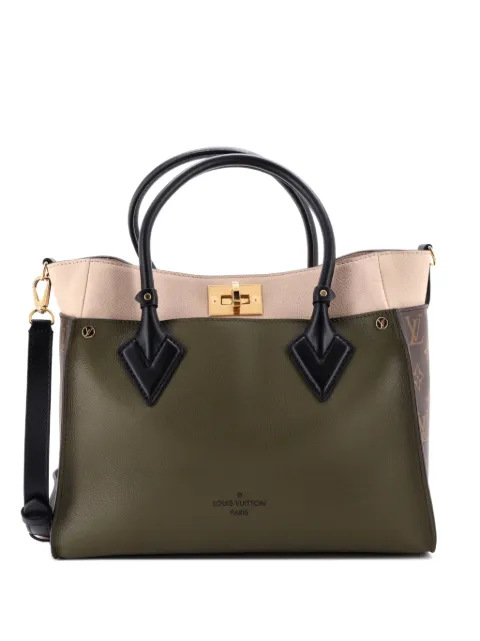 Louis Vuitton Pre-Owned On My Side Leather with Monogram Canvas MM tote bag Brown NSQCOMYCRM6RP7NI