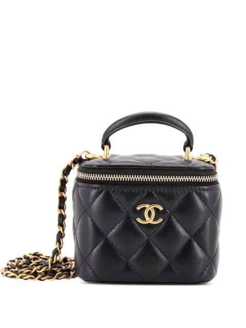 CHANEL Pre-Owned Classic Top Handle Vanity Case with Chain Quilted Lambskin Mini crossbody bag Black N604HBIJ4LM40J5C