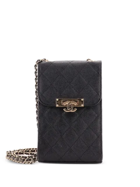 CHANEL Pre-Owned Golden Class Phone Holder Quilted Caviar crossbody bag Black MLOS8O2GDDEM0ETD
