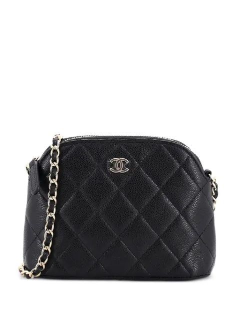 CHANEL Pre-Owned CC Dome Zip Clutch with Chain Quilted Caviar Mini crossbody bag Black W2BKFFF1R6EQQX86