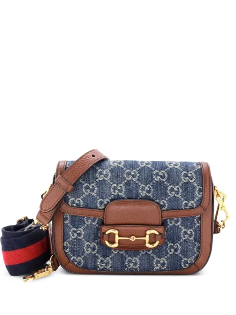 Gucci Pre-Owned Horsebit 1955 GG Denim Mini shoulder bag Blue VVBK7TWOVC75GTMW