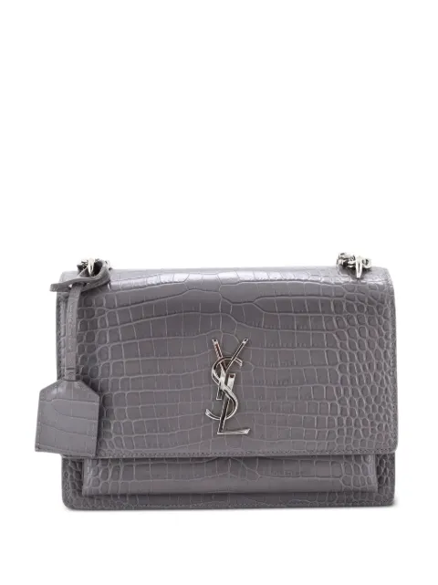 Saint Laurent Pre-Owned Sunset Crocodile Embossed Leather Medium crossbody bag Grey VRKWF2QRH61V55GY