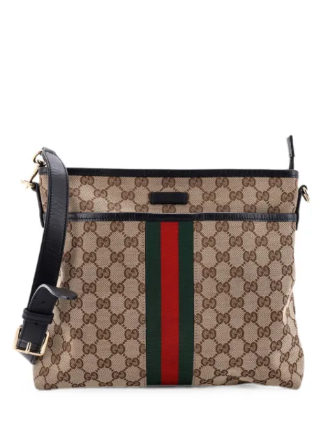 Gucci Pre-Owned Front Pocket Web Messenger GG Canvas Small crossbody bag Brown VJ8EKT4T5LI02CU5