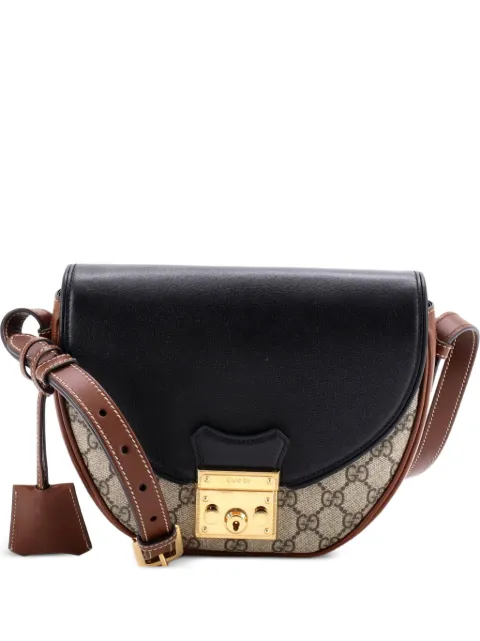 Gucci Pre-Owned Padlock Saddle Shoulder Bag GG Coated Canvas and Leather Small crossbody bag Black JX9W5V9HMBHJTAKQ